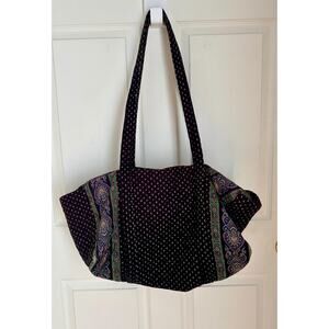 Vintage 80's Vera Bradley Black Weekender Duffel Bag | Overnight Luggage